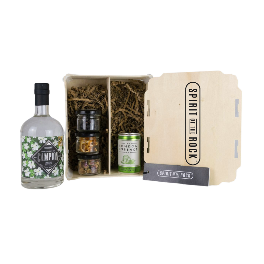 50cl bottle Campion, mixer, Jars dried botanicals in Wooden Gift Box