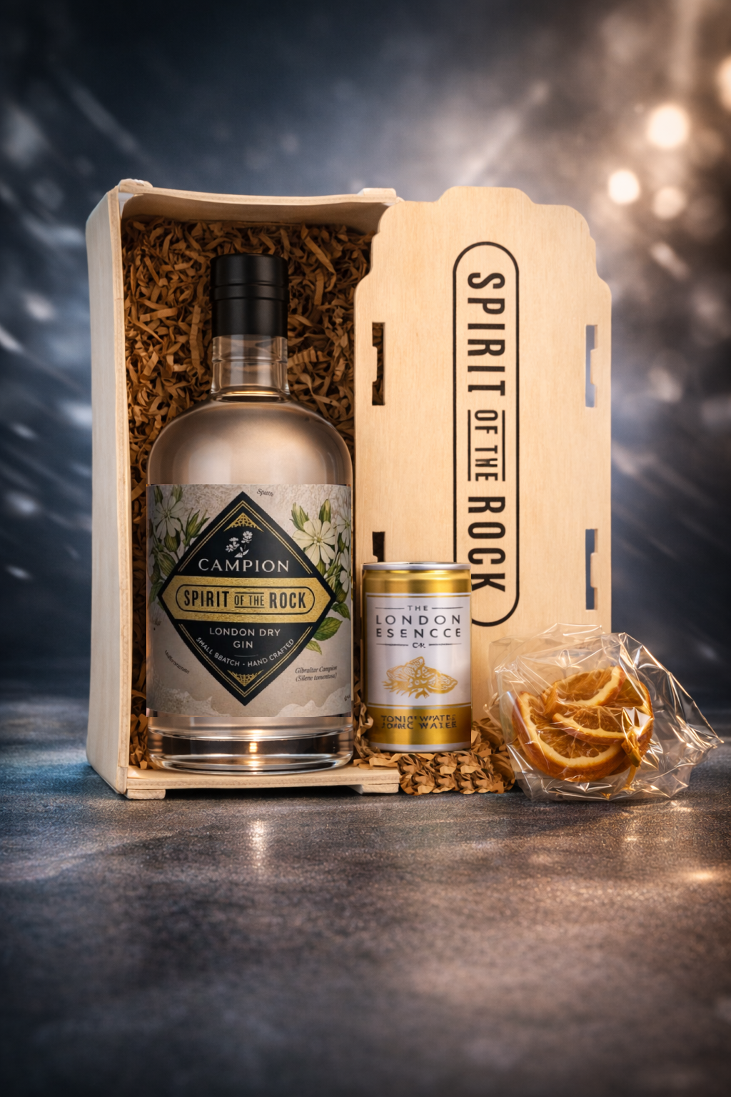 50cl Bottle Premium Campion Gin and Mixer in Wooden Gift Box